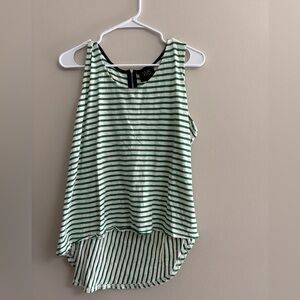 W5 White and Green Striped Tank Top